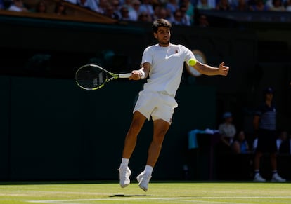 Alcaraz, en un momento de la final ante Fritz.