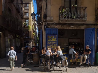 Terraza de un bar en Barcelona.