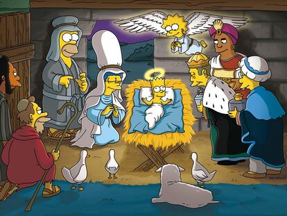 La familia Simpson y su particular versión del nacimiento de Jesús.