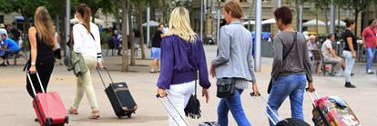 Turistas en el centro de Barcelona