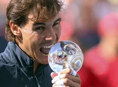 Rafael Nadal celebra la victoria en Canadá.