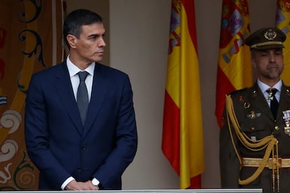 El presidente Pedro Sánchez, el sábado durante el desfile en Madrid del Día de la Fiesta Nacional.