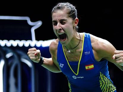 Carolina Marín, tras ganar el Mundial.