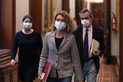 La presidenta del Congreso de los Diputados, Meritxell Batet, a su llegada a la Junta de Portavoces este martes en el Congreso. EFE/Kiko Huesca POOL