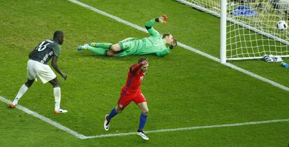 Vardy festeja el tanto del empate ante Alemania.