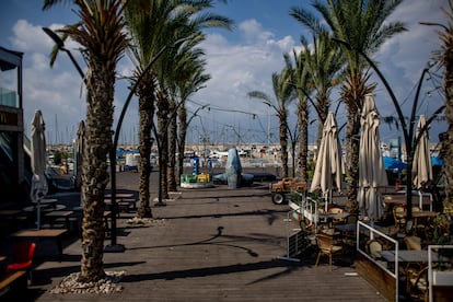 El puerto de Ashkelon, Israel, totalmente vacío este lunes tras un aviso de lanzamiento de cohetes desde la Franja de Gaza. 