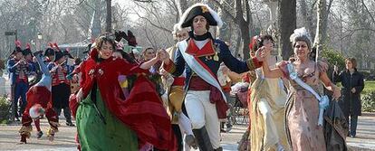 Presentación del Carnaval, esta mañana en el parque del Retiro.