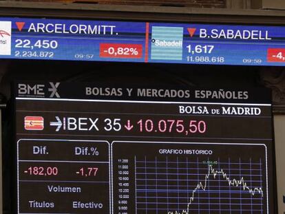 Los t&iacute;tulos de Caixabank y Banco Sabadell, ayer en el mercado.