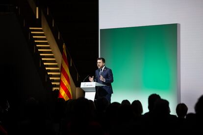 Pere Aragonès, durante la conferencia en el MNAC.