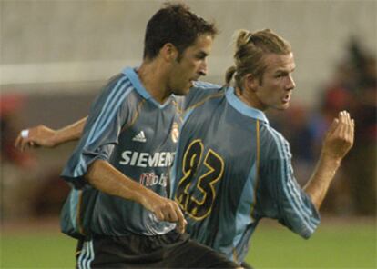 Beckham y Raúl, en el partido contra el Valencia