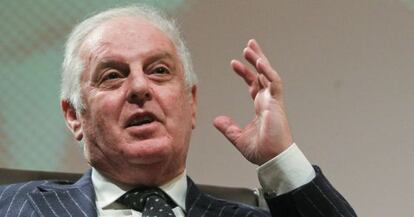 Daniel Barenboim, ayer en una charla en la Fundación Juan March de Madrid tras dirigir un concierto en el Auditorio Nacional de Madrid.