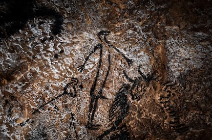 Detail of the Well scene inside Lascaux cave.