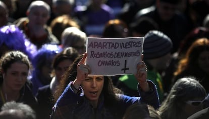 A protest against abortion reform in Madrid on March 13.