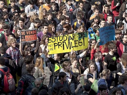 La manifestación estudiantil del pasado miércoles en Barcelona.