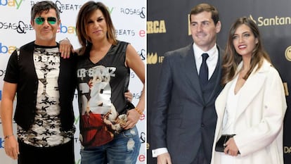 Alejandro Sanz y Raquel Perera (izquierda) Iker Casillas y Sara Carbonero (derecha). 