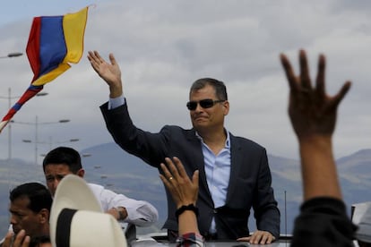 El expresidente de Ecuador Rafael Correa, en julio de 2017 antes de partir hacia Bélgica. 