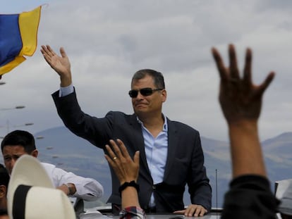 El expresidente de Ecuador Rafael Correa, en julio de 2017 antes de partir hacia Bélgica. 