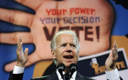 El vicepresidente Joe Biden, durante su discurso ante la convenci&oacute;n anual de la NAACP.