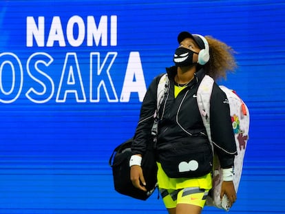 Osaka, esta semana antes de salir a la pista de Nueva York para disputar un partido.