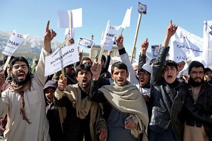 Manifestación contra la publicación de las caricaturas de Mahoma en la revista 'Charlie Hebdo', en Kabul, Afganistan.