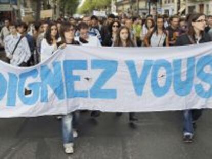 Manifestación de indignados en París.