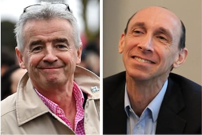 Il presidente del gruppo Ryanair Michael O'Leary e l'amministratore delegato di Edreams Dana Dunne.