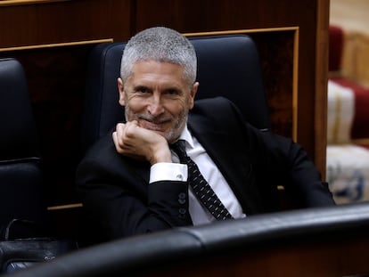 El ministro del Interior, Fernando Grande-Marlaska, durante el pleno del Congreso del pasado miércoles.