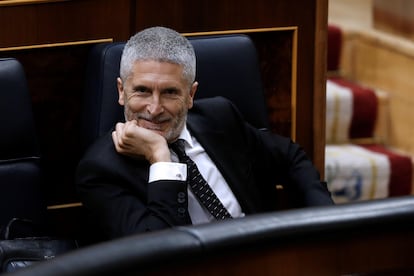 El ministro del Interior, Fernando Grande-Marlaska, durante el pleno del Congreso del pasado miércoles.