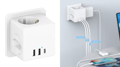 amazon ofertas del dia en un cargador de pared de carga rápida en forma de cubo.