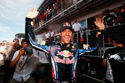 Mark Webber celebra su victoria.