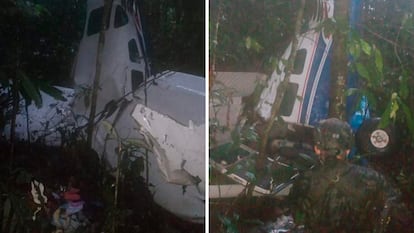 Restos de la avioneta que había sido reportada como desaparecida en Guaviare (Colombia).