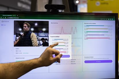 Demostración de la aplicación de inteligencia artificial emocional en el Mobile World Congress, en enero, en Barcelona.