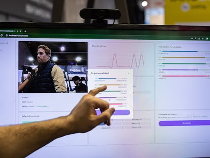 Demostración de la aplicación de inteligencia artificial emocional en el Mobile World Congress, en enero, en Barcelona.