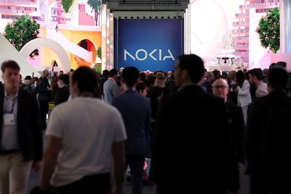 Stand de Nokia en Mobile World Congress (MWC) de Barcelona, en febrero de 2024.