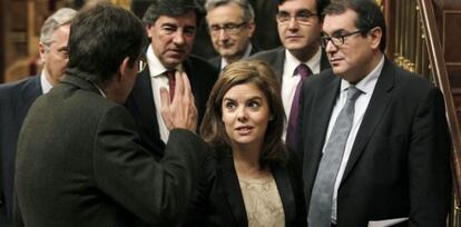 La vicepresidenta del Congreso Soraya Sáenz de Santamaría, tras la aprobación en diciembre de 2013 de la Ley de Transparencia.