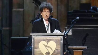 Dylan, durante su discurso al ser nombrado Persona del a&ntilde;o por MusiCares en 2015. 