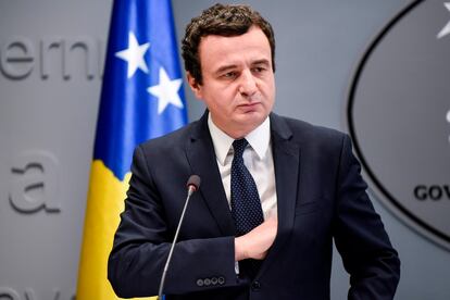 El primer ministro kosovar, Albin Kurti, en una comparecencia en Pristina el pasado 26 de febrero.