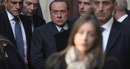 Berlusconi, hoy, a su llegada al Parlamento en Roma. 