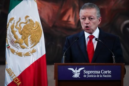 Arturo Zaldívar, durante su última conferencia de prensa en la SCJN, en una imagen de archivo.