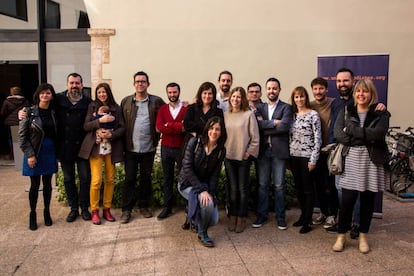 Foto de familia de la nueva comisión ejecutiva de la Unió de Periodistes.