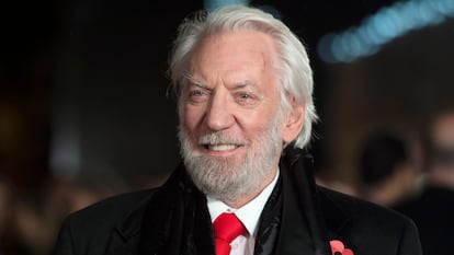 Donald Sutherland, en 2015, en el estreno de una entrega de 'Los juegos del hambre' en Londres.