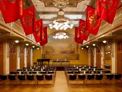 La sala de fiestas del museo Obrero de Copenhague fue inaugurada en 1879 para acoger las reuniones, ceremonias y fiestas de la clase trabajadora danesa.