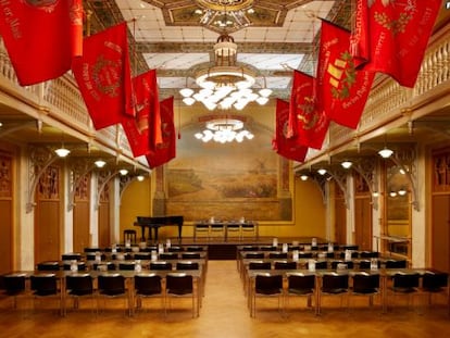 La sala de fiestas del museo Obrero de Copenhague fue inaugurada en 1879 para acoger las reuniones, ceremonias y fiestas de la clase trabajadora danesa. 