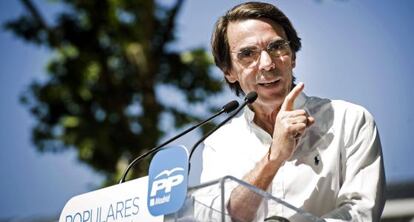 El presidente de honor del PP, José María Aznar, el domingo.