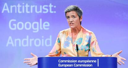 La comisaria europea de Competencia, Margrethe Vestager, el miércoles en Bruselas. 