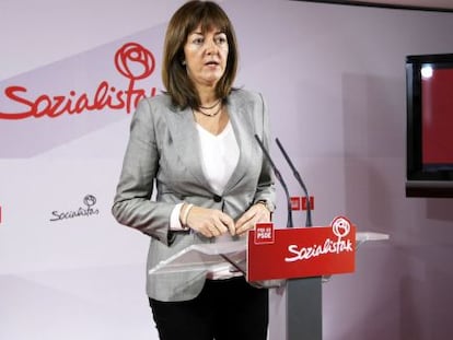 Idoia Mendia, durante su comparecencia de este martes en Bilbao.