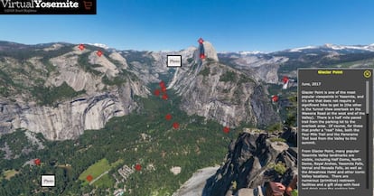 El Parque Nacional de Yosemite en las montañas de Sierra Nevada de California