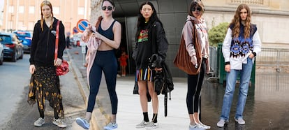 Dakota Johnson y varias asistentes a las semanas de la moda luciendo las míticas 'slippers' damero de Vans.