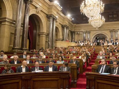 Sesi&oacute;n en el pleno del Parlament, en la que Junts pel S&iacute; y la CUP  votaro a favor de la ley del Refer&eacute;ndum.