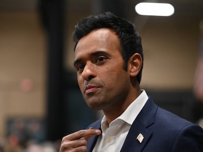 El candidato presidencial republicano y empresario Vivek Ramaswamy, en el Horizon Event Center en Iowa (EE UU), el 15 de enero de 2024.